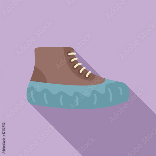 Brown winter shoe protecting from cold weather with thick sole, side view