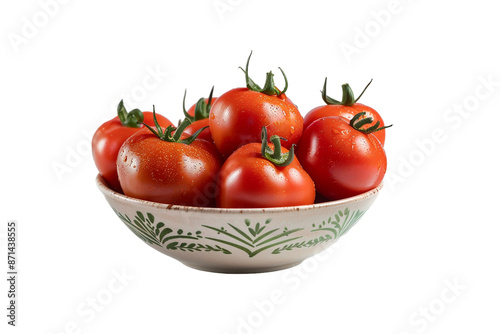 tomatoes in a bowl isolated on transparent background