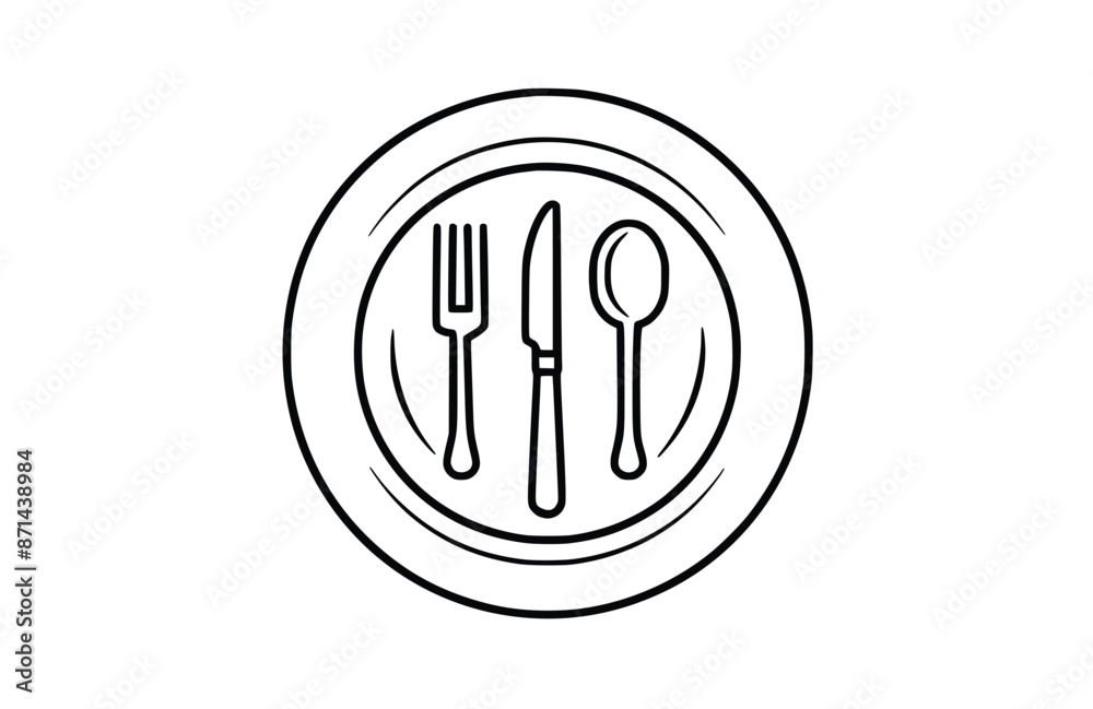 Black fork plate knife icon isolated on white background. Beautiful Fork plate knife icon. Black fork plate knife icon isolated on white background. Beautiful Fork plate knife icon.