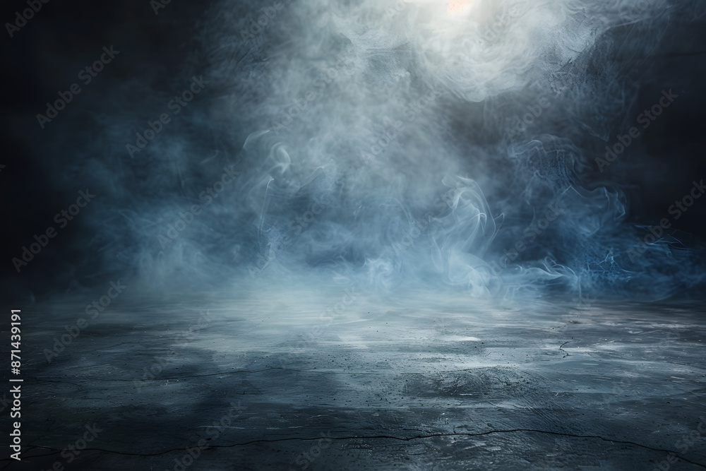 Abstract background of an empty dark room with smoke and light on the asphalt floor, empty scene for product presentation Abstract background of an empty dark room with smoke and light on the asphalt floor, empty scene for product presentation