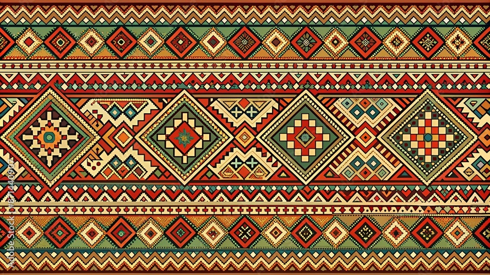 Seamless pattern. Ethnic background on the theme of Scythian and Turkic art, vector design. Seamless pattern. Ethnic background on the theme of Scythian and Turkic art, vector design.