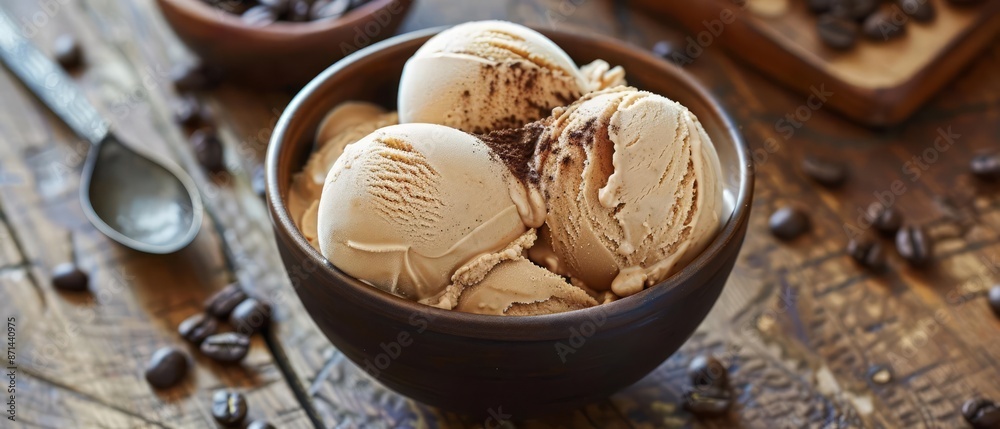 Coffee ice cream captures the robust and aromatic essence of coffee, making it a perfect treat for coffee enthusiasts Coffee ice cream captures the robust and aromatic essence of coffee, making it a perfect treat for coffee enthusiasts