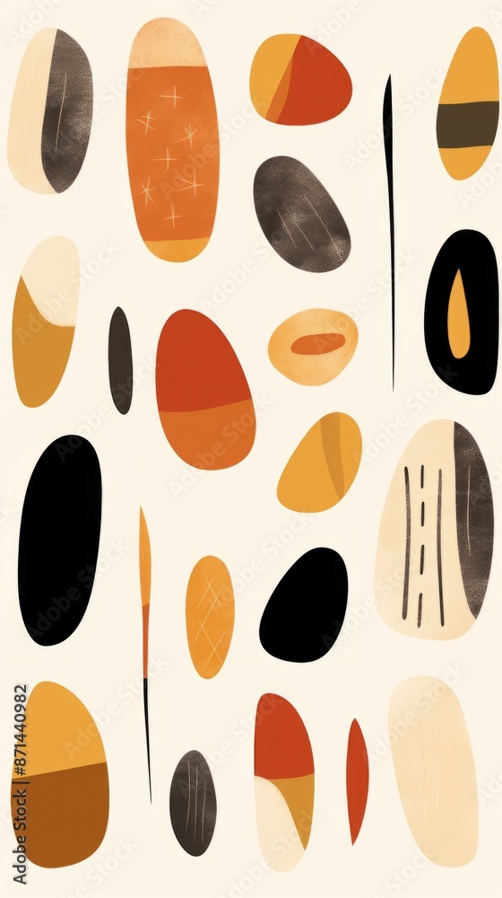Abstract Orange, Yellow, and Black Shapes on White Background Abstract Orange, Yellow, and Black Shapes on White Background