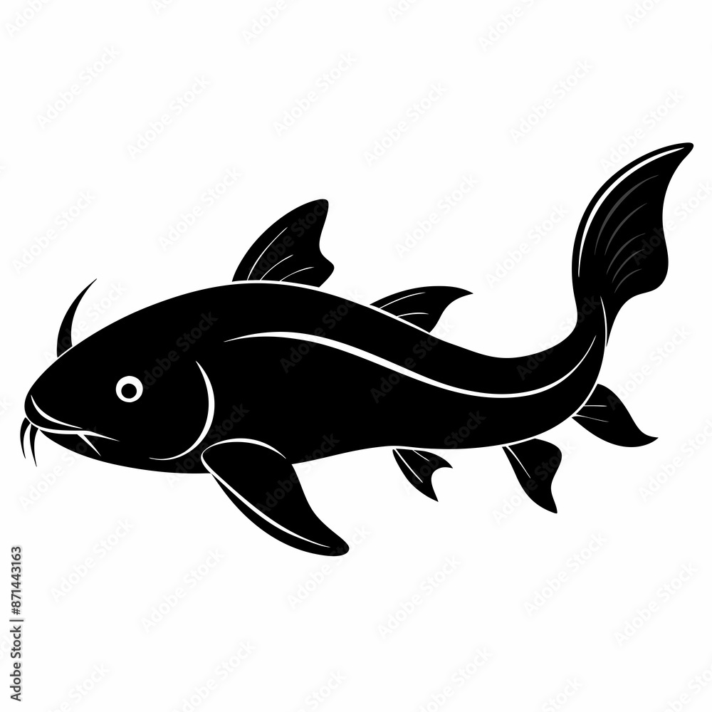 Obraz premium black Catfish vector silhouette
