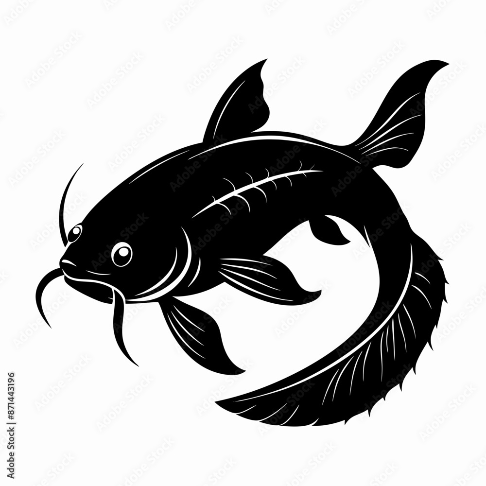 black Catfish vector silhouette black Catfish vector silhouette