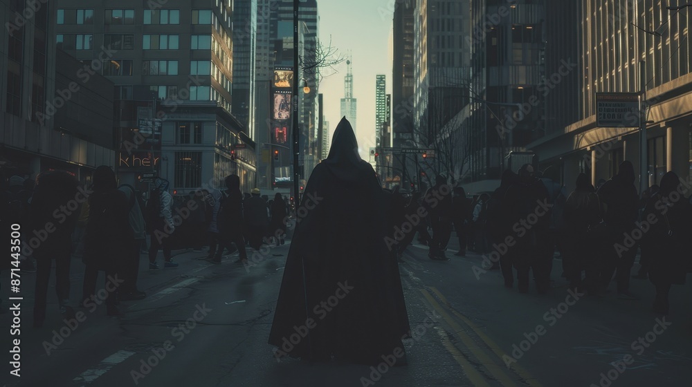 An empowered witch standing in the middle of a busy city street An empowered witch standing in the middle of a busy city street