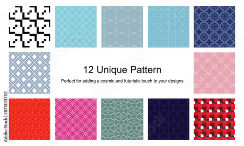 12 Pattern geometric designs bundle.