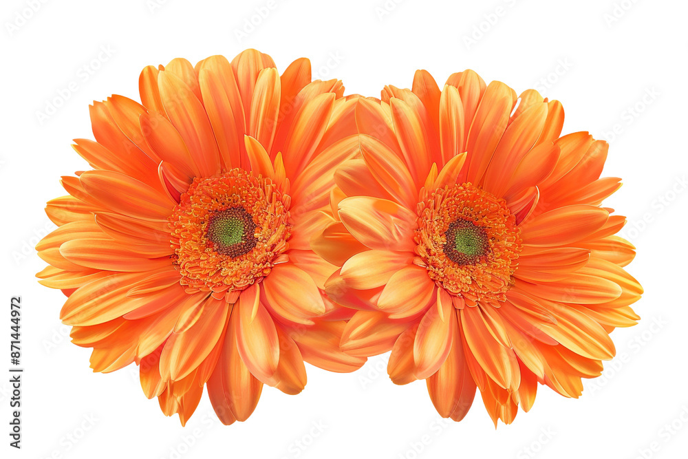 two orange gerber flowers isolated on transparent background two orange gerber flowers isolated on transparent background