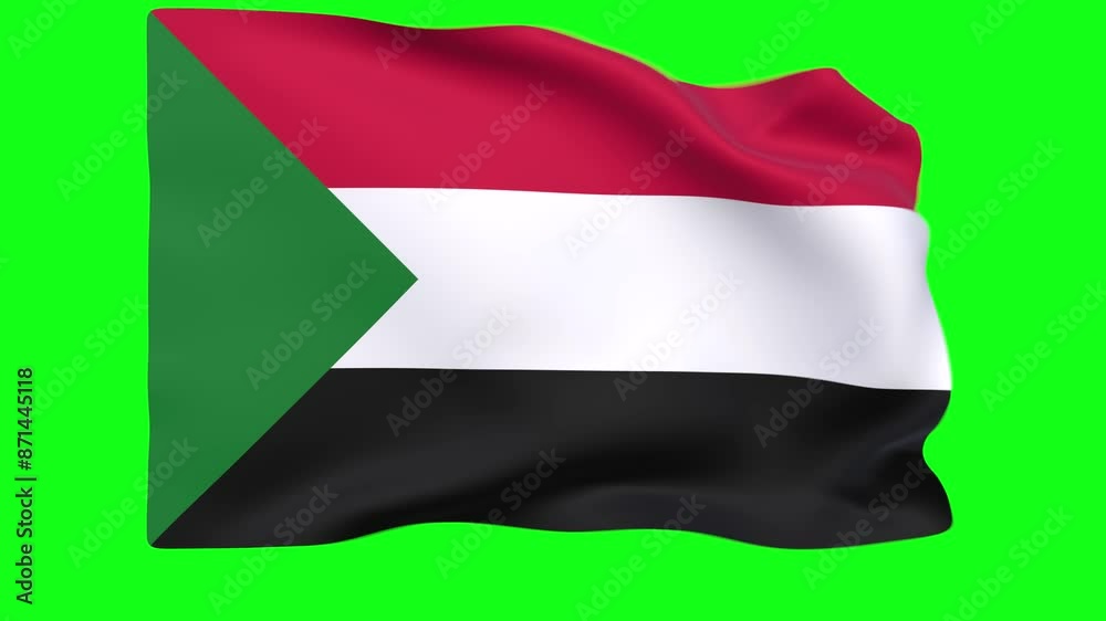 Waving flag of Sudan Animation 3D render Method