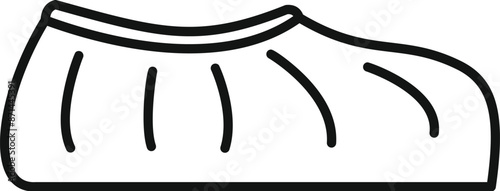 Shoe cover icon in outline style representing disposable protection for clean room, medical industries, construction site