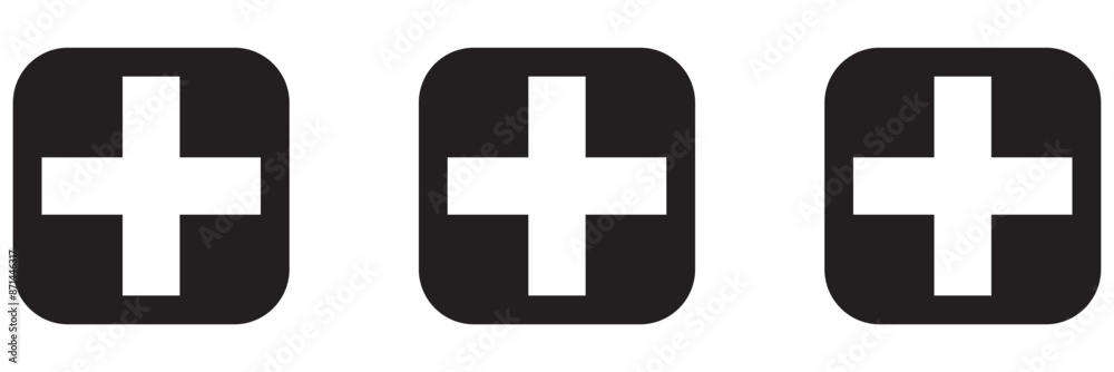 Obraz premium Plus Icon set vector. Add plus sign and symbol