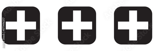 Plus Icon set vector. Add plus sign and symbol