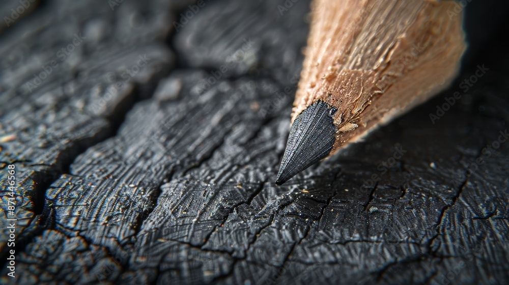 Macro photo of a black pencil. Wood and slate texture. black pencil for drawing close-up. Macro photo of a black pencil. Wood and slate texture. black pencil for drawing close-up.