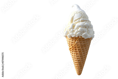 vanilla ice cream cone isolated on transparent background