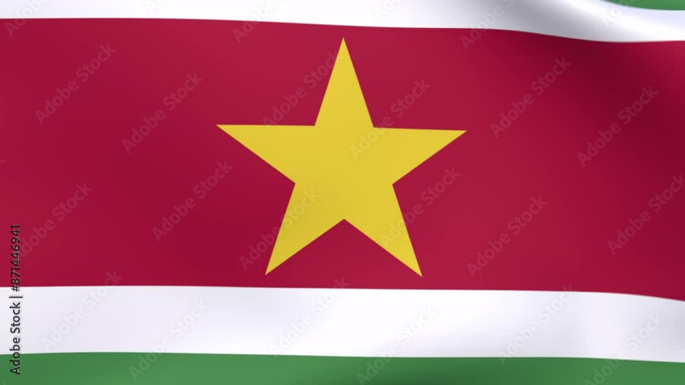 Waving flag of Suriname Animation 3D render Method Waving flag of Suriname Animation 3D render Method
