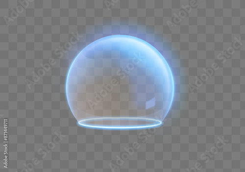 Sphere shield abstract energy protection spheres. Force field globe shell. Dome barrier technology vector set.