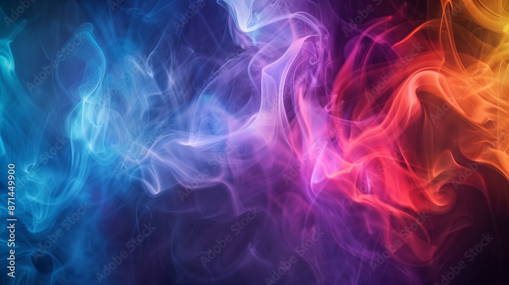 Depth and Mystery: Abstract Multicolored Billowing Smoke on a Dark Background, Evoking Intrigue Depth and Mystery: Abstract Multicolored Billowing Smoke on a Dark Background, Evoking Intrigue