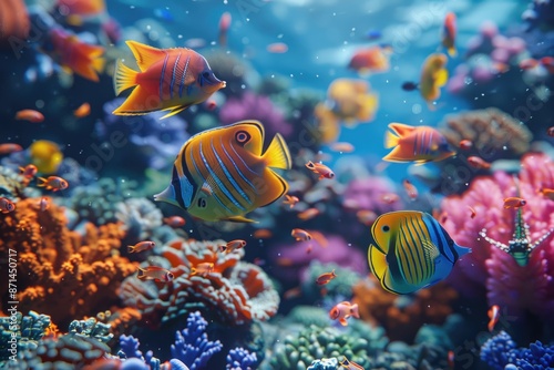 Tropical fish and corals on the seabed photo