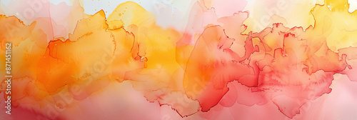 Watercolor Abstract in Yellow and Orange and black