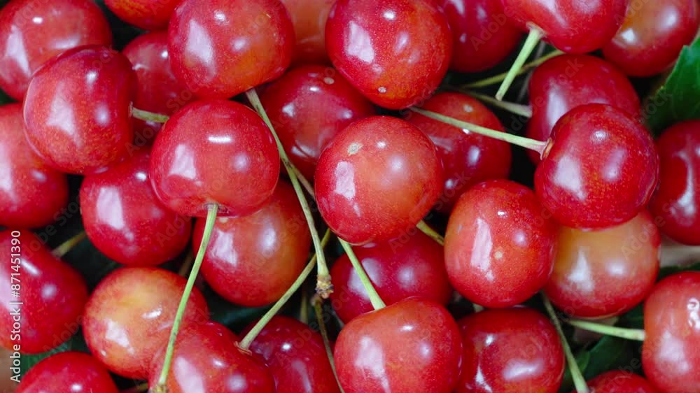 Red Cherry fruit in bamboo basket on on wooden background, Japanese Red highest variety of cherries on wooden table in the garden. Red Cherry fruit in bamboo basket on on wooden background, Japanese Red highest variety of cherries on wooden table in the garden.