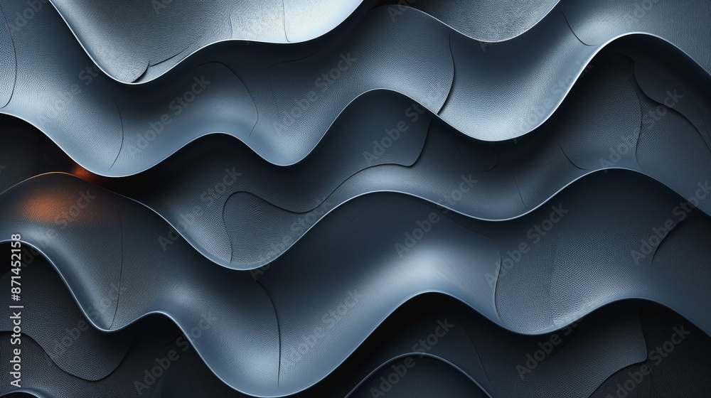Abstract black and white background with wavy lines reminiscent of ocean waves