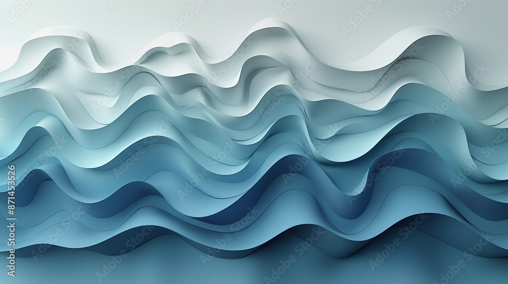 Fototapeta premium Abstract blue waves in a seamless pattern create a cool, ocean-inspired vector backdrop