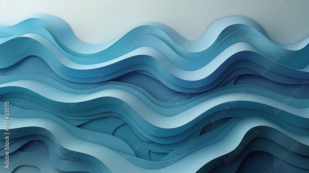 Fototapeta premium A seamless abstract background with wavy blue shapes evokes a sense of ocean waves