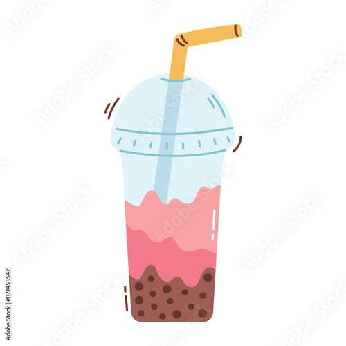 Bubble tea drinks in plastic glass