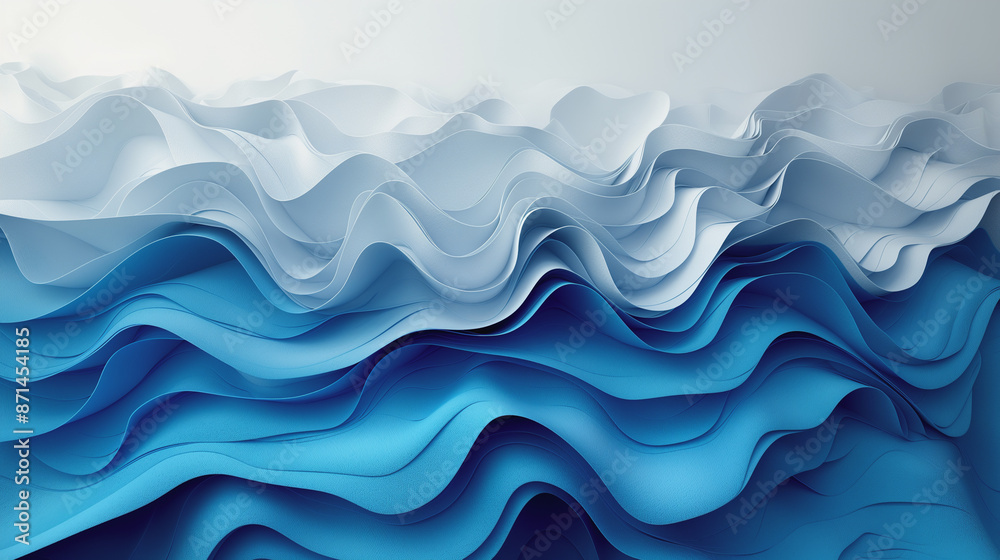 Fototapeta premium A seamless vector pattern of abstract blue waves, perfect for a summery background or ocean-themed design