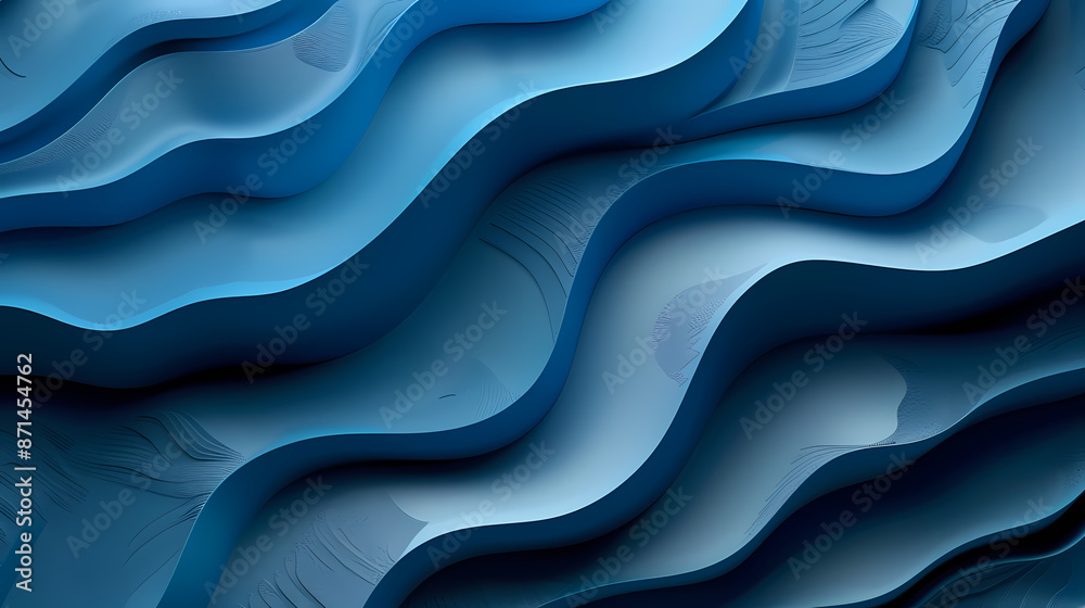 Abstract blue wavy pattern with layered textures creating an illusion of depth and movement. Abstract blue wavy pattern with layered textures creating an illusion of depth and movement.