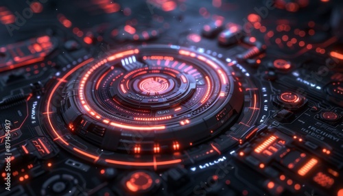 Wallpaper Mural Holographic malware scanner glowing neon dark background advanced cybersecurity tech Torontodigital.ca