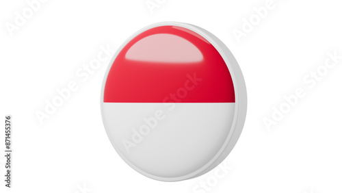 Indonesia, indonasian Circle flag icon . Transparent backgound. 3d rendered with alpha channel. Round shape. 	 photo