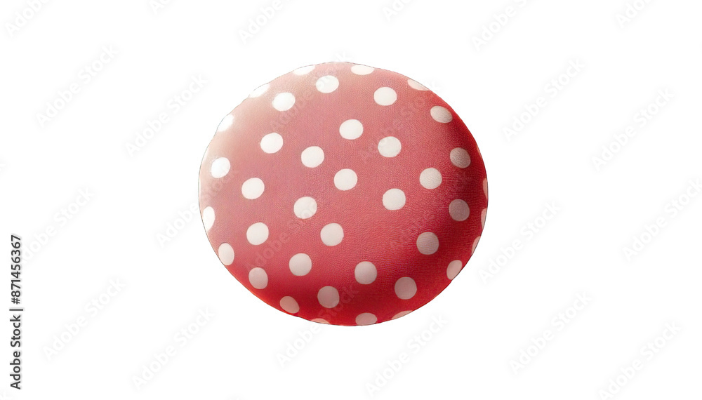 Red polka dot button with white dots, simple and stylish design element for fashion or decoration Red polka dot button with white dots, simple and stylish design element for fashion or decoration
