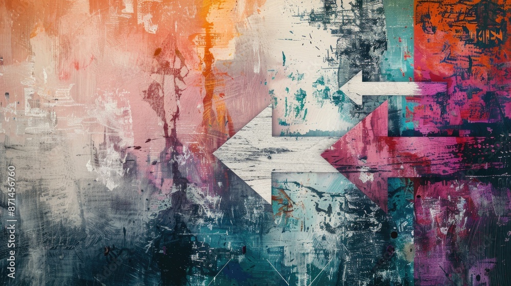 Fototapeta premium Business Ideas Mixed Media Art Dreamlike Art Flyer Arrow Symbols