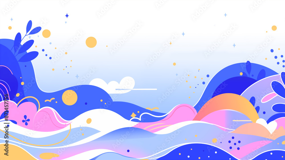 Hand drawn cartoon colorful summer abstract artistic illustration background
Hand drawn cartoon colorful summer abstract artistic illustration background