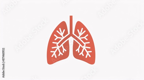 Editable illustration of a lung-shaped icon isolated on a white background. photo