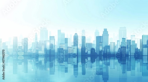 Abstract Vector Illustration, Futuristic blue Urban city Landscape with Advanced Smart City Technology, Graphic Resources, Wallpapers, Brochure, Websites, banner design, Advertising, web, background t