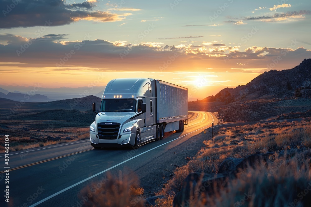 Obraz premium Large trucks driving on the highway