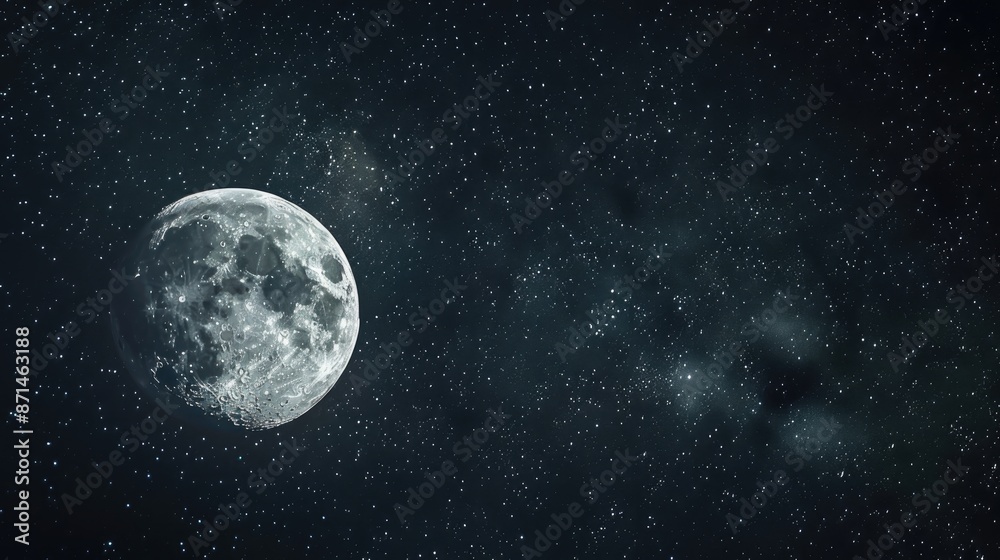 Copy space available with a full moon against a dark backdrop at night Copy space available with a full moon against a dark backdrop at night