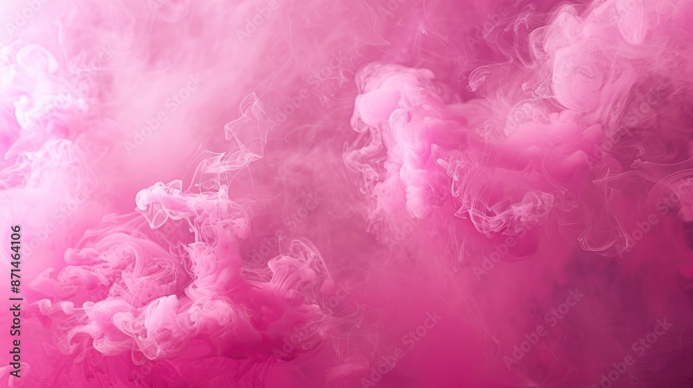 Fototapeta premium Soft pink paint smoke explosion on magenta background with copy space