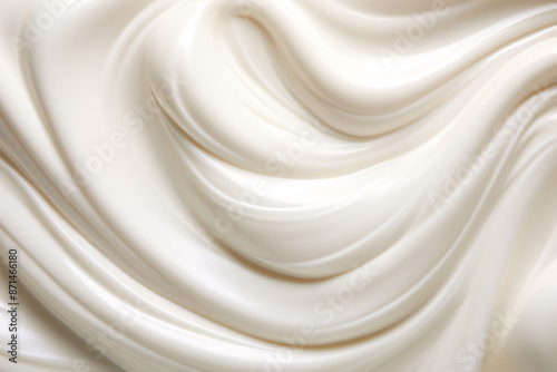 Elegant Close Up of White Viscous Liquid Swirled into a Vortex Shape, Abstract Fluid Art Design