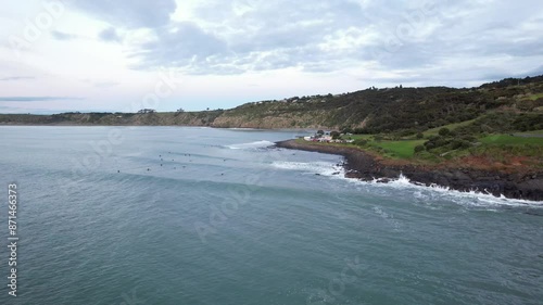 Famous Surfing Spot At Manu Bay Reserve In Manu Bay Road, Waikato, New Zealand. Aerial Drone Shot
