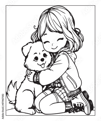 puppy coloring book page for kids generative ai