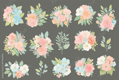 Adobe Illustrator Artwork vector watercolor painting colorful splashes on a white floral background flower leaf bouquet beautiful natural bloom graphic drawing rose pattern abstract painted