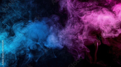 Abstract colored smoke in dark background with blue and pink hues.