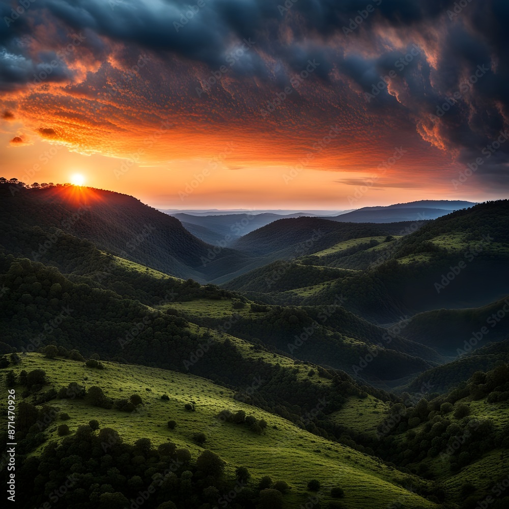 Obraz premium sunset over the mountains