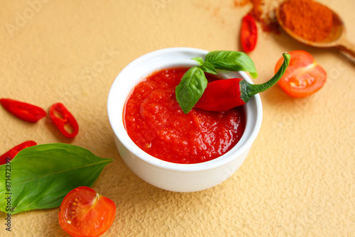 Spicy red chili tomato sauc...