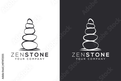 Zen stone logo, stacked rock icon