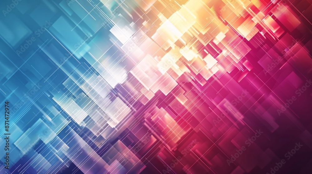 Abstract Geometric Background with Overlapping Shapes and Bright Colors