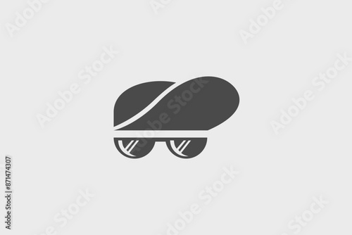 Illustration vector graphic of funny simple people with hat and sunglasess silhouette. Good for logo
